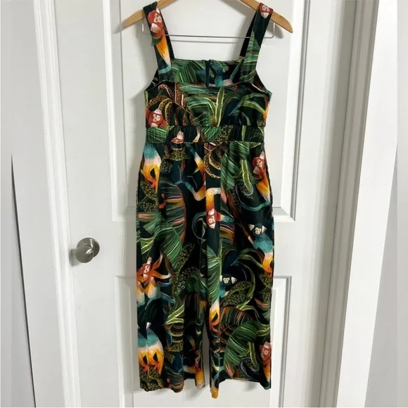 Anthropologie Farm Rio Monkeys Cropped Tropical Fauna Jumpsuit - Picture 2 of 3